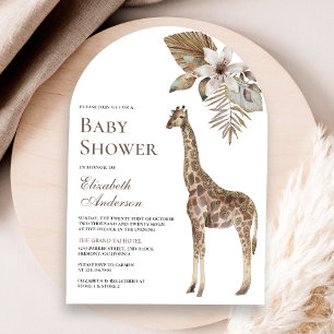 Invitation Baby Shower Rustique Bohème Sauvage Arche Girafe
