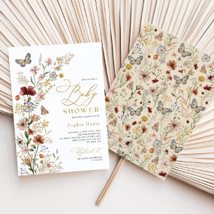 Invitation Baby shower Rustique Boho Fleur sauvage Garden