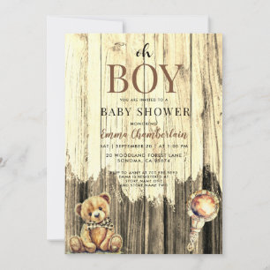 Invitation Baby shower Rustique Boy Boy