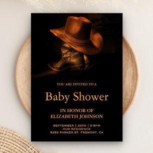 Invitation Baby shower rustique Casquette et bottes de Cowboy