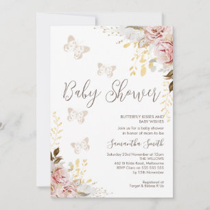 Invitation Baby shower Rustique Chic Floral Baisers