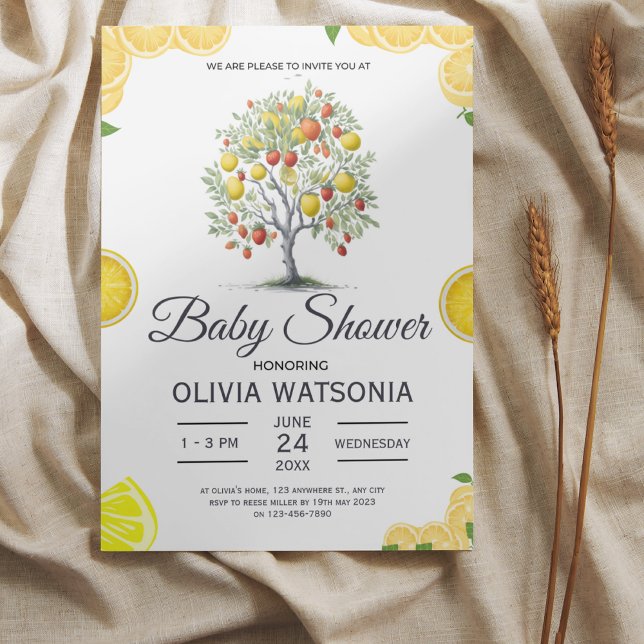 Invitation Baby shower rustique Citrus Lemon Tree (Créateur téléchargé)