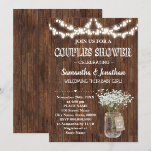 Invitation Baby shower rustique couples grange de campagne