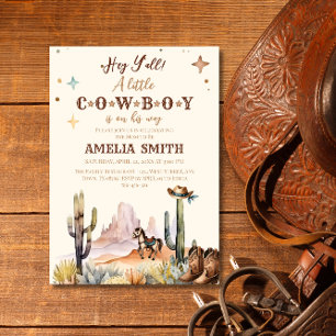 Invitation Baby Shower Rustique Cow-Boy Western Wild West