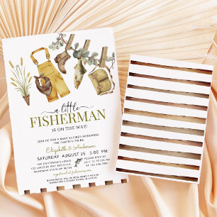 Invitation Baby shower Rustique Cute Little Fisherman