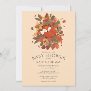 Invitation Baby shower rustique de Couples de Fox Woodland