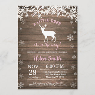 Invitation Baby shower rustique de fille d'hiver de cerfs