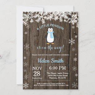 Invitation Baby shower rustique de flocon de neige d'hiver de