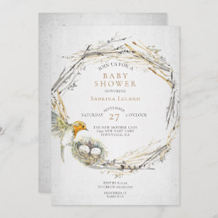 Invitation Baby shower rustique de jumeaux d'aquarelle pour o