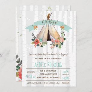 Invitation Baby shower rustique de neutre de genre de Teepee