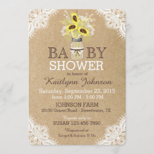 Invitation Baby shower rustique de Papier d'emballage de