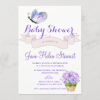 Baby shower rustique de papillon de lavande d'aqua