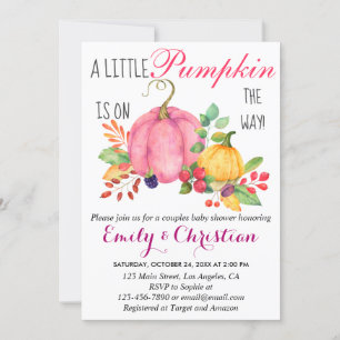 Invitation Baby shower Rustique de petits Citrouilles d'autom
