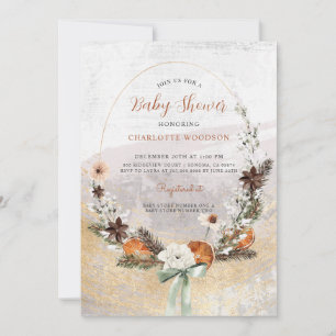 Invitation Baby shower rustique de pin d'agrumes d'hiver