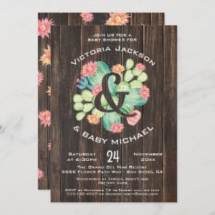 Invitation Baby shower rustique de Succulent d'aquarelle