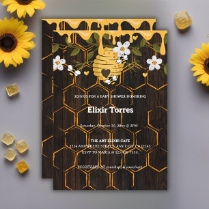 Invitation Baby shower rustique des abeilles domestiques