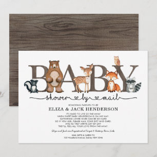 Invitation Baby shower Rustique Des Animaux De Bois Par Courr