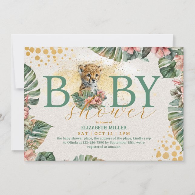 Invitation Baby shower rustique du tigre sauvage (Devant)