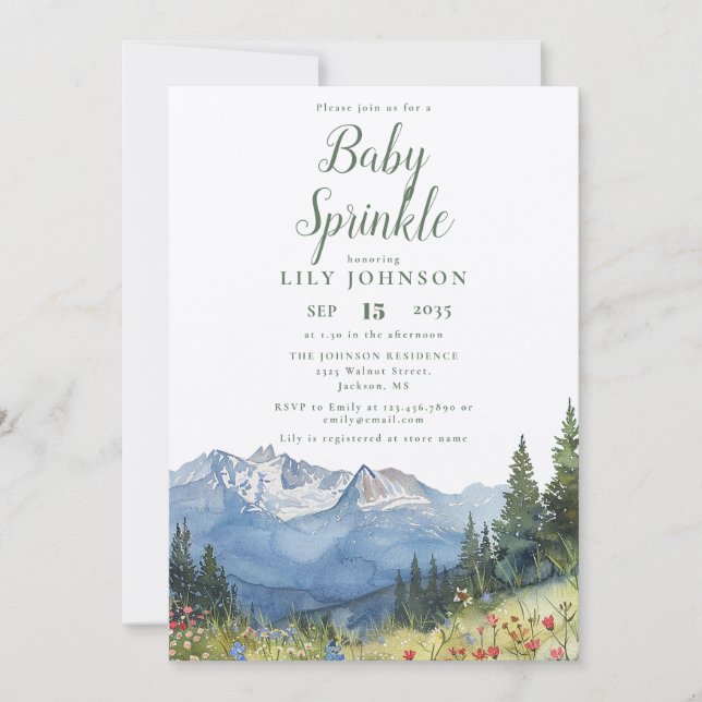 Invitation Baby shower rustique en aquarelle (Devant)