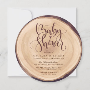 Invitation Baby shower rustique en bois