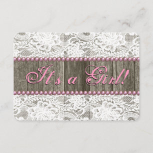 Invitation Baby-Shower Rustique en Bois de Grange avec Perles