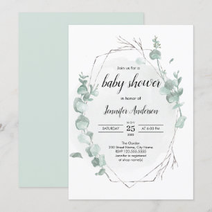 Invitation Baby shower Rustique Eucalyptus
