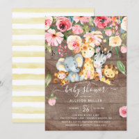 Baby shower Rustique Floral Neutre Safari Animaux
