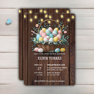 Invitation Baby shower Rustique Floral OEufs de Pâques