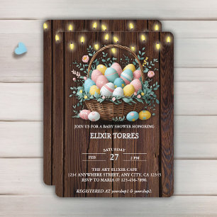 Invitation Baby shower Rustique Floral OEufs de Pâques
