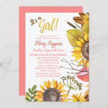 Baby shower rustique Floral Sunflower Garden Girl