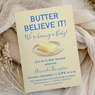 Invitation Baby Shower Rustique Jaune et Bleu pour Garçon