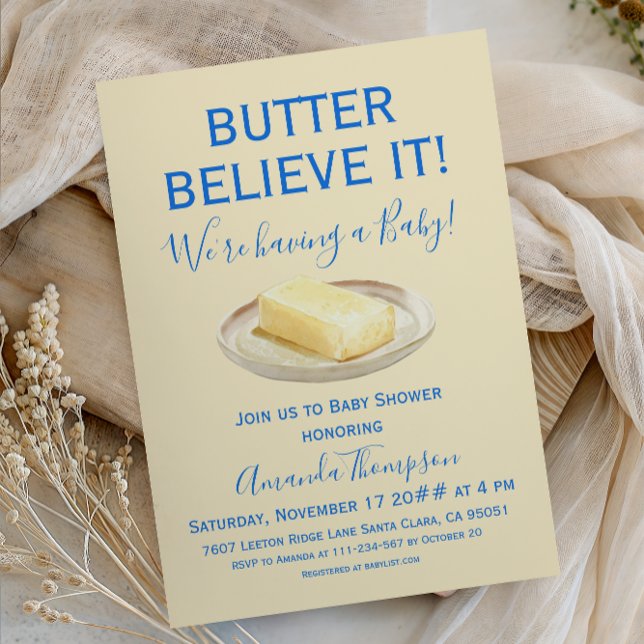 Invitation Baby Shower Rustique Jaune et Bleu pour Garçon (Créateur téléchargé)