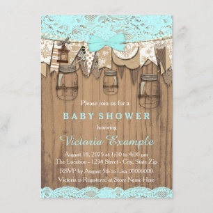 Invitation Baby shower Rustique Lace Mason Jar