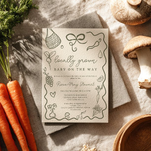 Invitation Baby Shower Rustique Marché de Producteurs Locaux