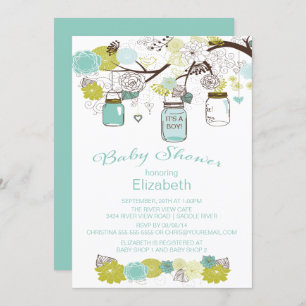 Invitation Baby shower rustique Mason Jar Boys