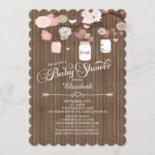 Invitation Baby shower rustique Mason Jar Girls