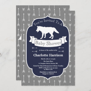 Invitation Baby shower rustique moderne de flèches de loup