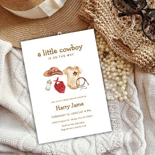 Invitation Baby shower Rustique moderne Ouest Petit Cowboy