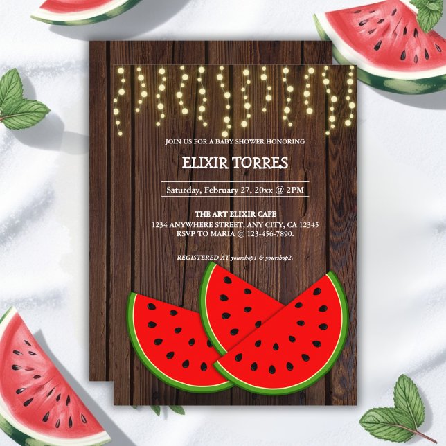 Invitation Baby shower Rustique moderne Watermelon Slices (Créateur téléchargé)