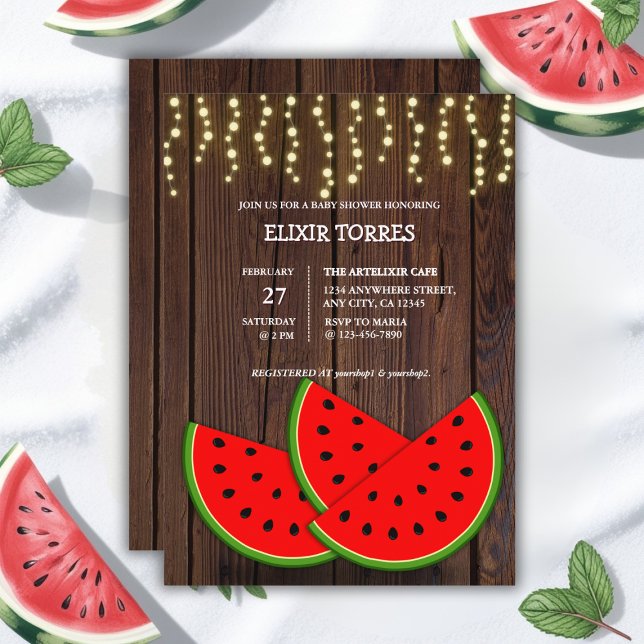 Invitation Baby shower Rustique moderne Watermelon Slices (Créateur téléchargé)