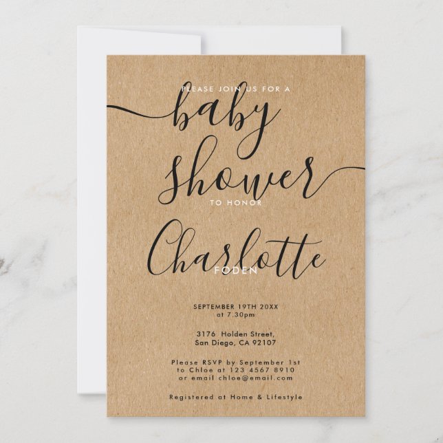 Invitation Baby shower rustique neutre entre les sexes (Devant)