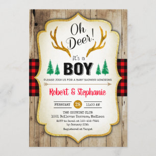 Invitation Baby shower rustique - Oh Deer