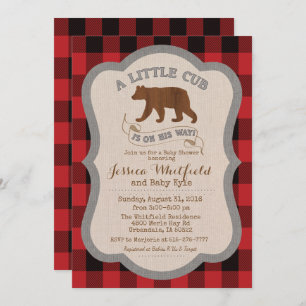 Invitation Baby shower rustique Ours
