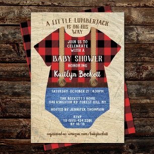 Invitation Baby shower Rustique Plaid Lumberjack Boys