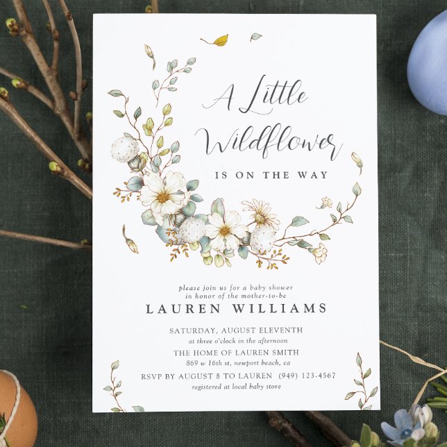 Invitation Baby shower Rustique Summer Little Fleur sauvage G (Join us in celebrating a Little Wildflower on her way!)