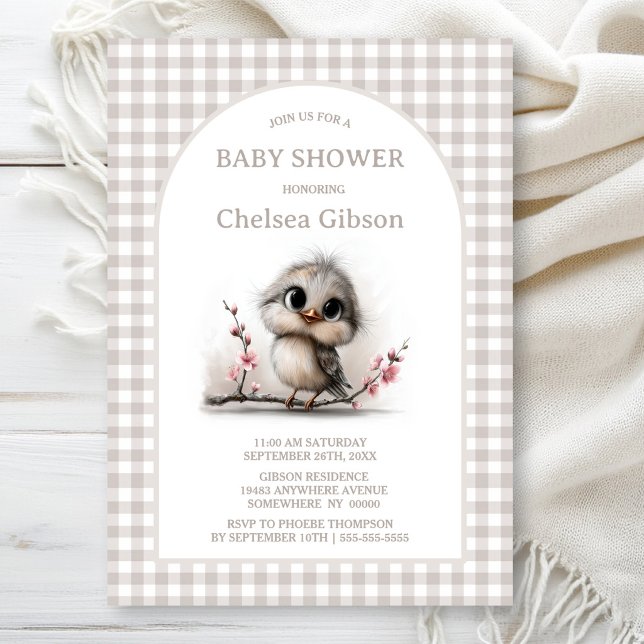 Invitation Baby Shower Rustique sur le Thème des Oiseaux (Créateur téléchargé)