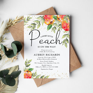 Invitation Baby shower Rustique Sweet Little Peach