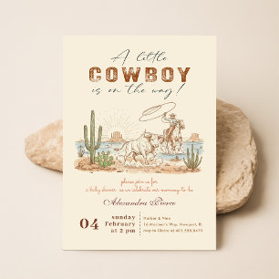 Invitation Baby shower rustique vintage à carreaux petit cowb