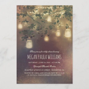 Invitation Baby shower rustique Vintage Mason Jar Lumières