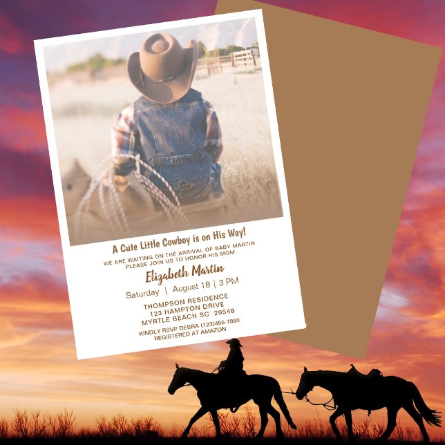 Invitation Baby shower rustique Western Cowboy (Créateur téléchargé)